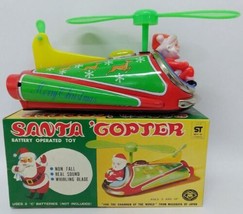 1970&#39;s Masudaya / Modern Toys (Japan) Tin Santa Copter Christmas Helicopter Toy - £155.87 GBP