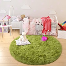 Round Fluffy Soft Area Rugs for Kids Girls Room Princess Castle Plush Shaggy Car - £36.14 GBP