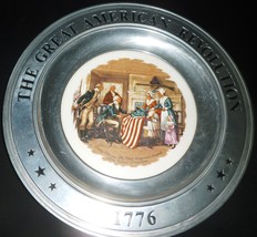 Great American Revolution Canton Pvk Pewter Plate Betsy Ross &amp; Flag Wade 1776 - £12.56 GBP