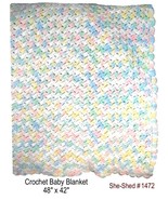 Handcrafted Crochet Afghan 48x42 Baby Blanket - £15.69 GBP