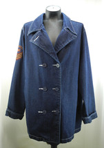 Route 66 Blue Denim Peacoat Style Jacket Nautical Buttons - Women&#39;s XL - $28.45