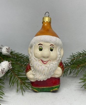 Gnome in a orange hat glass Christmas handmade ornament, Christmas decoration - £11.14 GBP