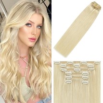 WindTouch Clip in Hair Extensions Human Hair 20 Inch 70g Platinum Blonde... - $48.51