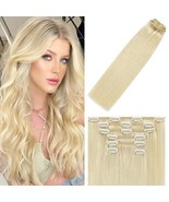 WindTouch Clip in Hair Extensions Human Hair 20 Inch 70g Platinum Blonde... - $48.51