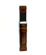 Speidel Express 19mm Olive Green Fabric &amp; Brown Leather Watch Band - $16.66