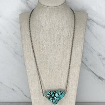Faux Turquoise Chunk Silver Tone Chain Link Necklace - $6.92