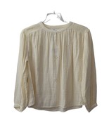 Zara Girls Eyelet Embroidered Blouse Size 13 14 Cream Long Sleeve - $19.99