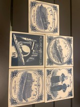 Vintage Holland America Line Ship Blue White Tile Coasters Collection Lo... - $14.84