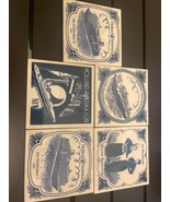 Vintage Holland America Line Ship Blue White Tile Coasters Collection Lo... - $14.84
