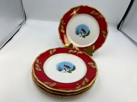 Set of 3 Lynn Chase Winter Game Birds Red 24K Gold Salad / Dessert Plates Japan - £256.40 GBP