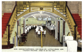Mrs. Adkins Caferia 415 Main Street Little Rock Arkansas AK Postcard - £7.85 GBP