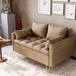 Sofa Couch Faux Leather Loveseat Sofas With Hand Stitched Comfortable Cu... - £441.99 GBP