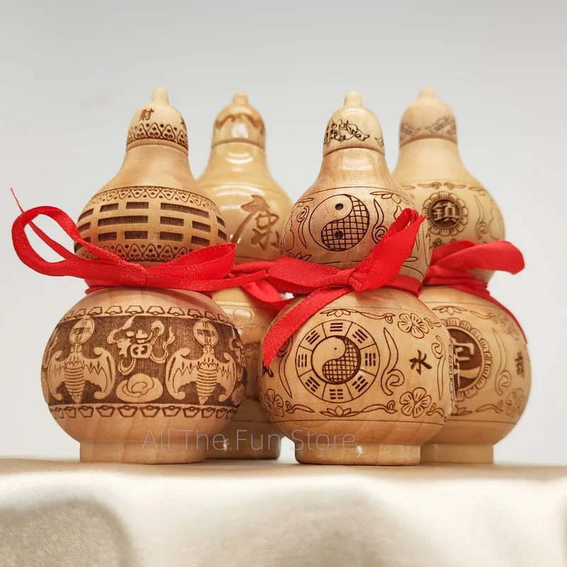 Sporting FengShui Peach Wood Traditional Chinese Good Luck Gourd Wu Lou Hu Lu Ca - £23.62 GBP