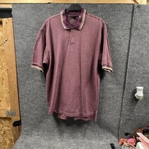Nike Golf Shirt Mens XL Maroon Red Tan Striped Polo Pullover Short Sleev... - $20.89