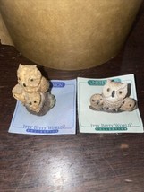 2- 1986 Itty Bitty World Collection Resin Horned OWL Figurine On Card 1.25&quot; - $6.93