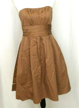 DAVID&#39;S BRIDAL TAN LATTE FORMAL DRESS 6 KNEE LENGTH SLEEVELESS POCKETS F... - $603.37 MXN