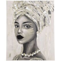 Hand-Painted Gold African Woman Canvas Wall Art for Home Decor 39.25 x 31.5 - $93.36
