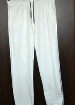 Jeycoleman White Gray Striped Men&#39;s Cotton  Sweatpants Pants Size XL - £25.58 GBP