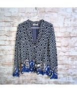 Aldomartins Japanese Waves Floral Print Cardigan Jacket Size 12 - $67.68 CAD