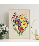 Original Handpainted Watercolor Painting Of A Colorful Flower Arrangement - $45.54