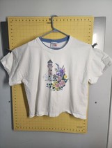Vintage Womens T Shirt Lighthouse Flowers XL Cottage Core Granny Morning Sun - £8.51 GBP