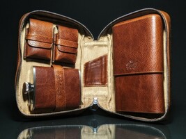 Brizard and Co Antique Saddle Leather Traveler with cutter and lighter image 9
