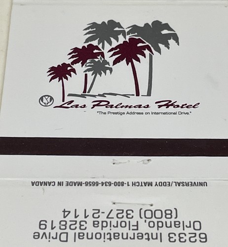 Matchbook Cover  Las Palmas Hotel   Orlando, Florida  Unstruck  gmg Item image 7