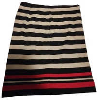 Elle Black, White, Red Striped Stretch Knit Casual Skirt - Size 14 - £11.01 GBP