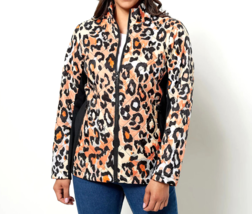 Nuage Diamond Quilted Jacket with Knit Side Trims- ORANGE LEOPARD, LARGE... - £30.95 GBP
