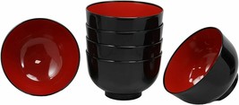 Pack Of 10 Japanese Black Red Lacquer Copolymer Plastic Large Ramen Bowls 38oz - £33.55 GBP