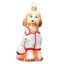 Goldendoodle in Christmas Pajamas Polish Glass Christmas Tree Ornament - $64.98