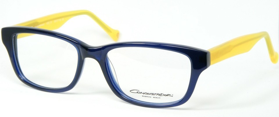 CONQUISTADOR Marwitz BERLIN A34 15 DARK BLUE /YELLOW EYEGLASSES FRAME 50... - $66.73