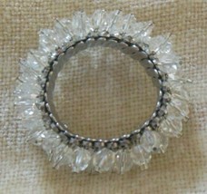 Vintage Clear Crystal Glass Bead Cluster Stretch Bracelet Signed Japan - £27.45 GBP