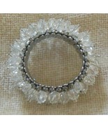 Vintage Clear Crystal Glass Bead Cluster Stretch Bracelet Signed Japan - $48.07 CAD