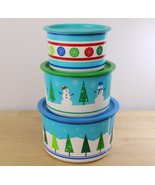 Set of 3 Vtg Tupperware Christmas Holiday Stacking Canister Containers - $21.77