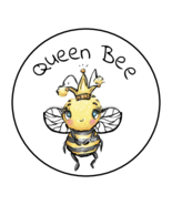 30 CUTE QUEEN BEE ENVELOPE SEALS STICKERS LABELS TAGS 1.5&quot; ROUND BUMBLE ... - £5.98 GBP