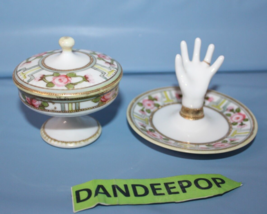 Vintage RC Nippon Hand Painted Ring Holder And Covered Chalice - £23.45 GBP