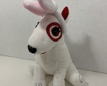 Target Bullseye plush dog white Easter bunny rabbit ears costume beanbag... - $7.91