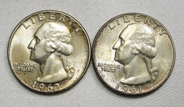 1961-D/D &amp; 1962 D/D PRM Washington Quarters CH UNC Coins AF374 - £26.14 GBP