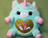 ZURU RAINBOWCORNS BLUE UNICORN PLUSH 12&quot; GOLD HEART PINK HORN GLITTER EY... - $13.50