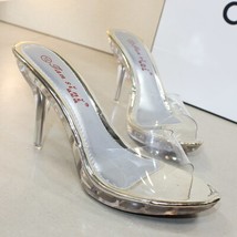  Summer Women Sexy High-heeled Cool Slides Slippers Female Transparent Crystal W - £30.54 GBP