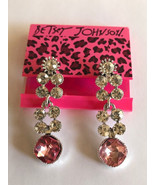 Betsey Johnson SilverAlloy Clear Round CZ with Pink Crystal Dangle Earrings - €6,82 EUR