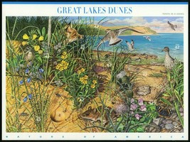 Great Lakes Dunes Nature Series Sheet of Ten 42 Cent Postage Stamps Scott 4352 - £10.11 GBP