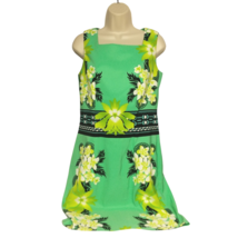 Dressbarn Shift Dress Size 10 Green Floral Sleeveless Square Neck Zip Up - $29.70