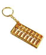 ABACUS KEYCHAIN 2.25&quot; Metal w Moving Beads Key Ring Gold Tone Chinese Fe... - €5,96 EUR