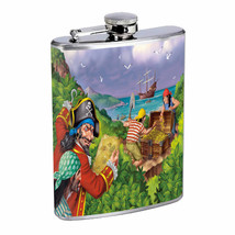 Pirate Treasure D3 Flask 8oz Stainless Steel Hip Drinking Whiskey - £11.69 GBP