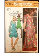 1970s Size 12 B 34 Mini Maxi Shaped Waist Dress Simplicity 5015 Pattern ... - £5.50 GBP