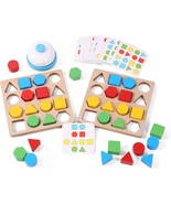 Wooden Puzzles Shape Color Matching Board Games Preschool Educational Mo... - £25.76 GBP