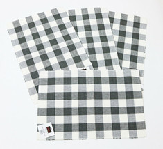 Madison Buffalo Check Gray &amp; White Place Mats Set 4 Aprox 13x18 inches - £11.96 GBP