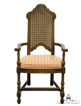 Antique Vintage Solid Walnut Rustic European Style Cane Back Dining Arm Chair - £318.53 GBP